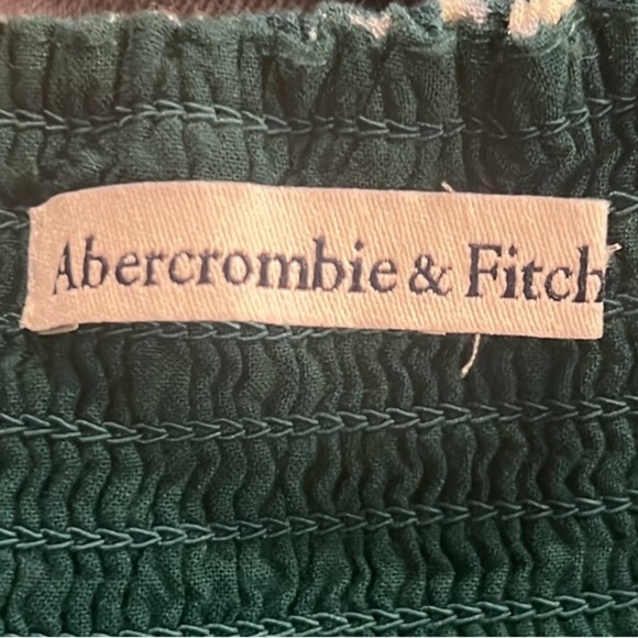 Abercrombie & Fitch green floral short sleeve smocked midi dress Medium - Picture 9 of 13